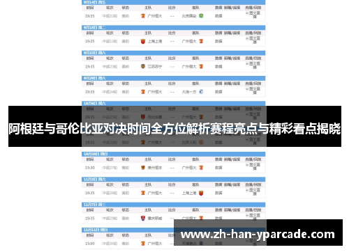 阿根廷与哥伦比亚对决时间全方位解析赛程亮点与精彩看点揭晓